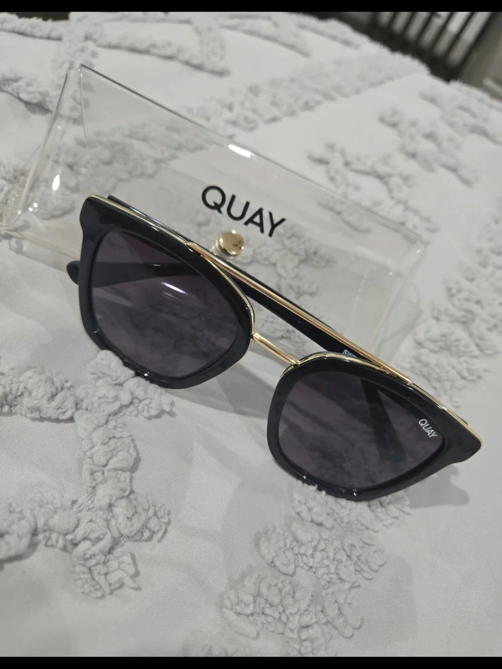 Quay Australia Black Sunglasses with Gold Accents